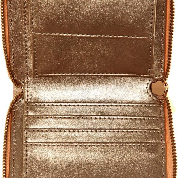 Women's Small Leather Zip Wallet Card Coins ID Organizer Compact Purse - Picture 3 of 3